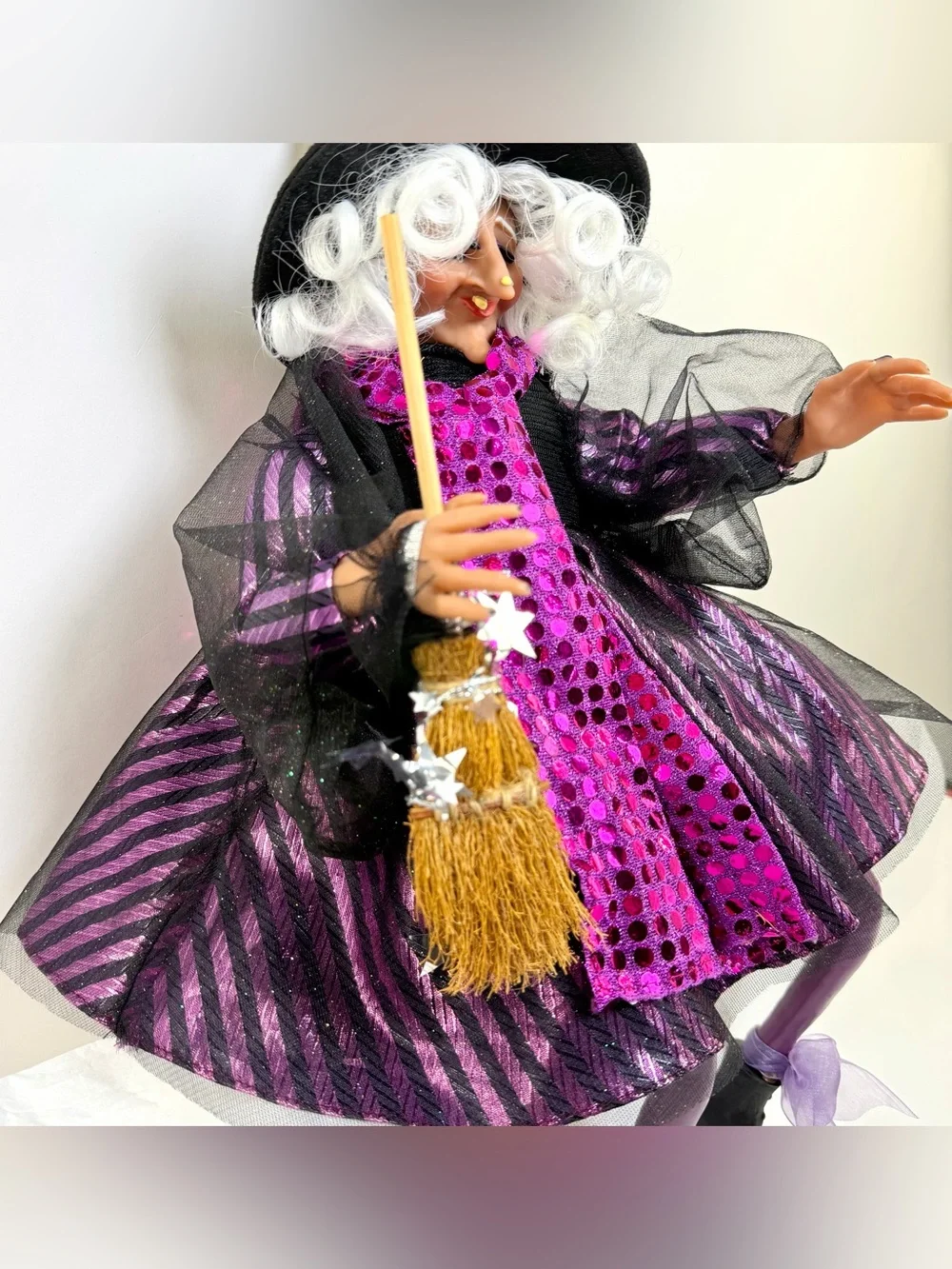 Vintage Singing Witch Shelf Sitter Halloween Figure “Double Double Toil Trouble”